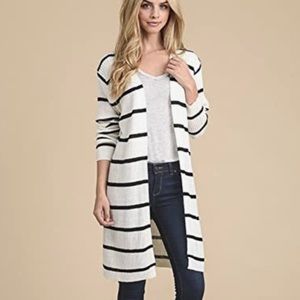 Doe and Rae White and Black Striped Cardigan Size - Small